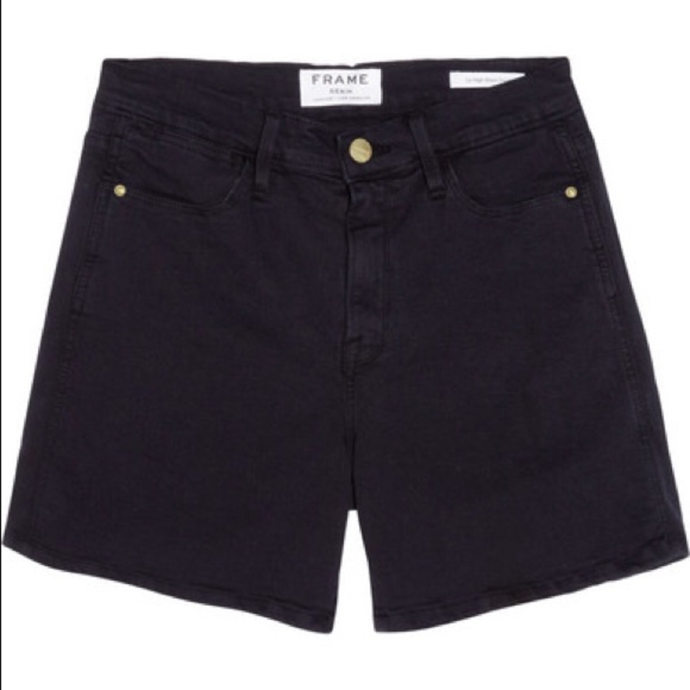 Frame denim le high shorts in black/noir